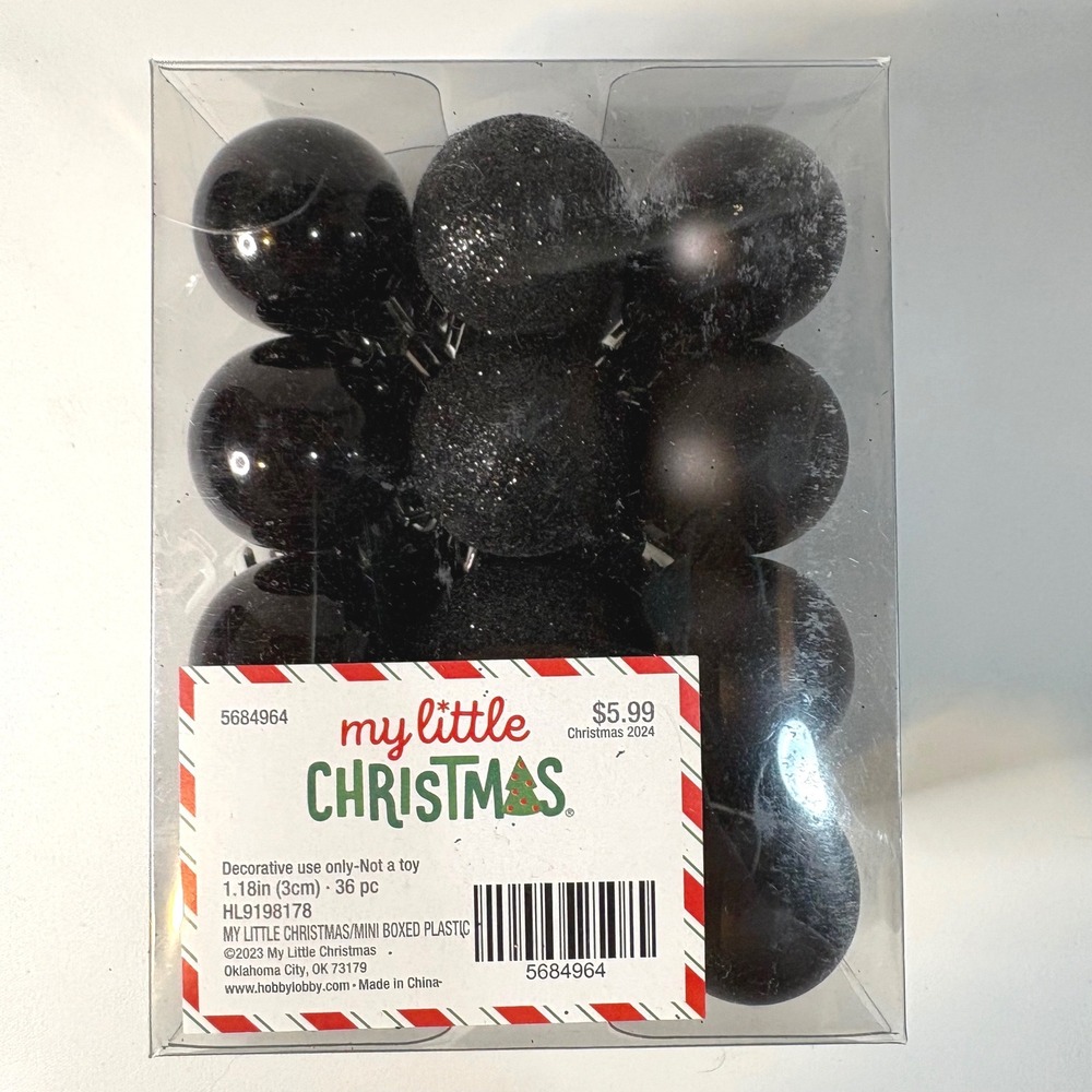 My Little Christmas Black Mini Ornaments 36pc Set Halloween Holiday 5684964
